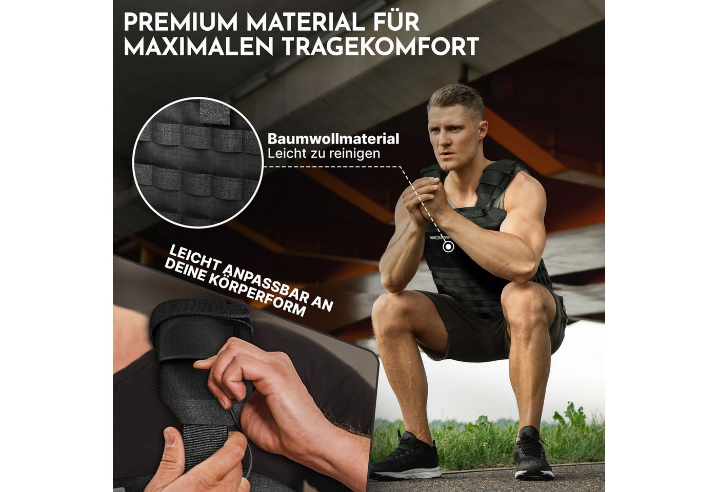 NEOLYMP Gewichtsweste Unisex Weighted Vest Plattenträger Weste mit Tasche - Kein Verrutschen, (Gewichtsweste mit 2x 1,25 kg Eisenplatten und verstellbaren Schnallen), Atmungsaktiv & Verstellbar – Calisthenics Equipment – Weight Vest Home