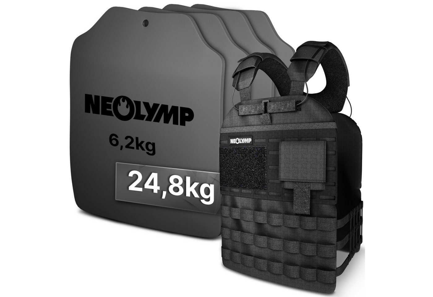 NEOLYMP Gewichtsweste Unisex Weighted Vest Plattenträger Weste mit Tasche - Kein Verrutschen, (Gewichtsweste mit 2x 1,25 kg Eisenplatten und verstellbaren Schnallen), Atmungsaktiv & Verstellbar – Calisthenics Equipment – Weight Vest Home Bild 3