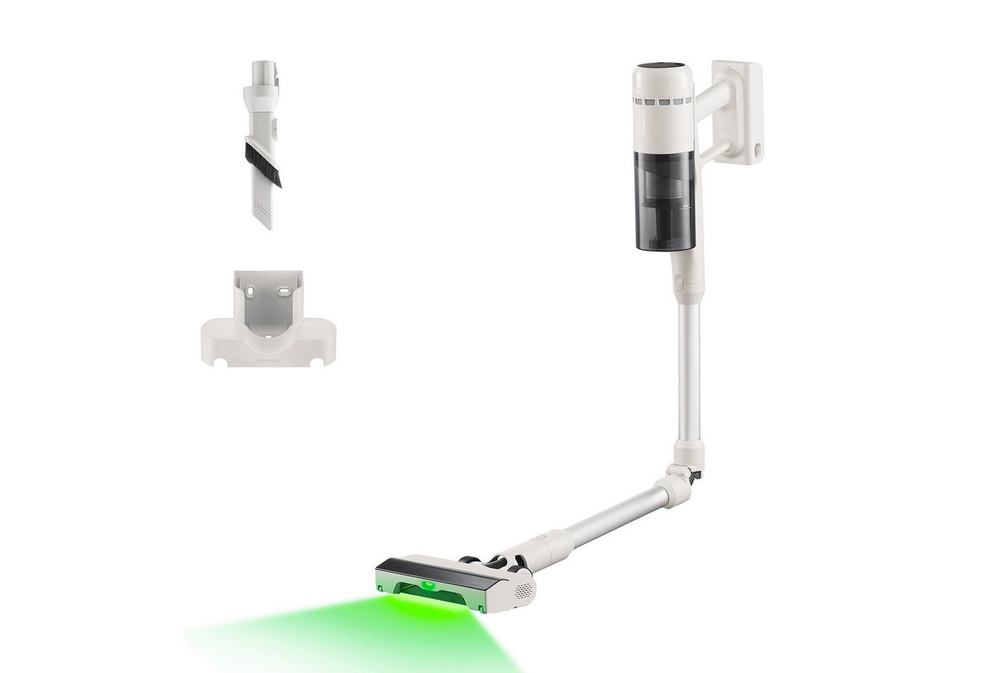 Roborock Akku-Handstaubsauger H60 Series Handstaubsauger, Akku-Staubsauger, Anti-Tangle Bürste, 500 W, 80 Min Laufzeit, 90° flexibles Saugrohr, LED, Anti-Tangle-Bürste für Teppiche