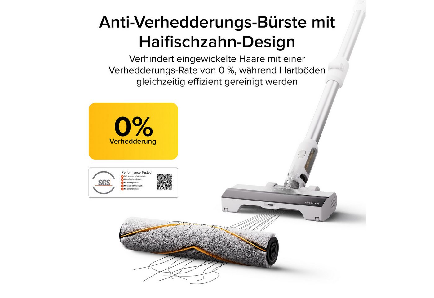 Roborock Akku-Handstaubsauger H60 Series Handstaubsauger, Akku-Staubsauger, Anti-Tangle Bürste, 500 W, 80 Min Laufzeit, 90° flexibles Saugrohr, LED, Anti-Tangle-Bürste für Teppiche Bild 2