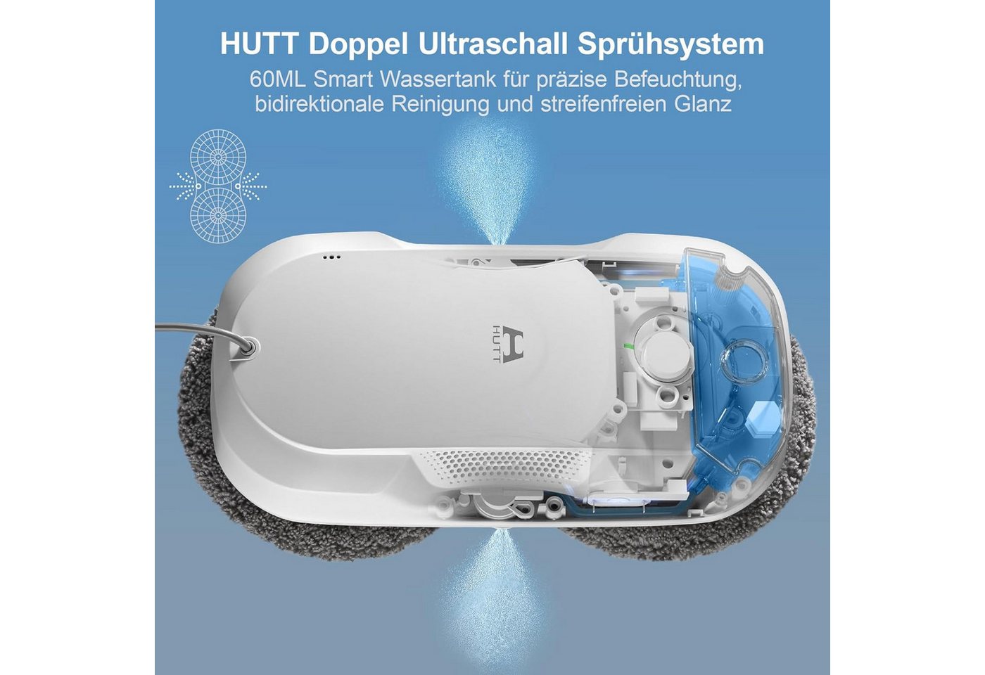 HUTT Fensterputzroboter DDC56 Elektrischer Fensterputzer Fensterputzroboter mit Sprühfunktion, Fensterputzroboter mit Sprühfunktion, Doppelter Wassertank Tank 60ml Bild 4