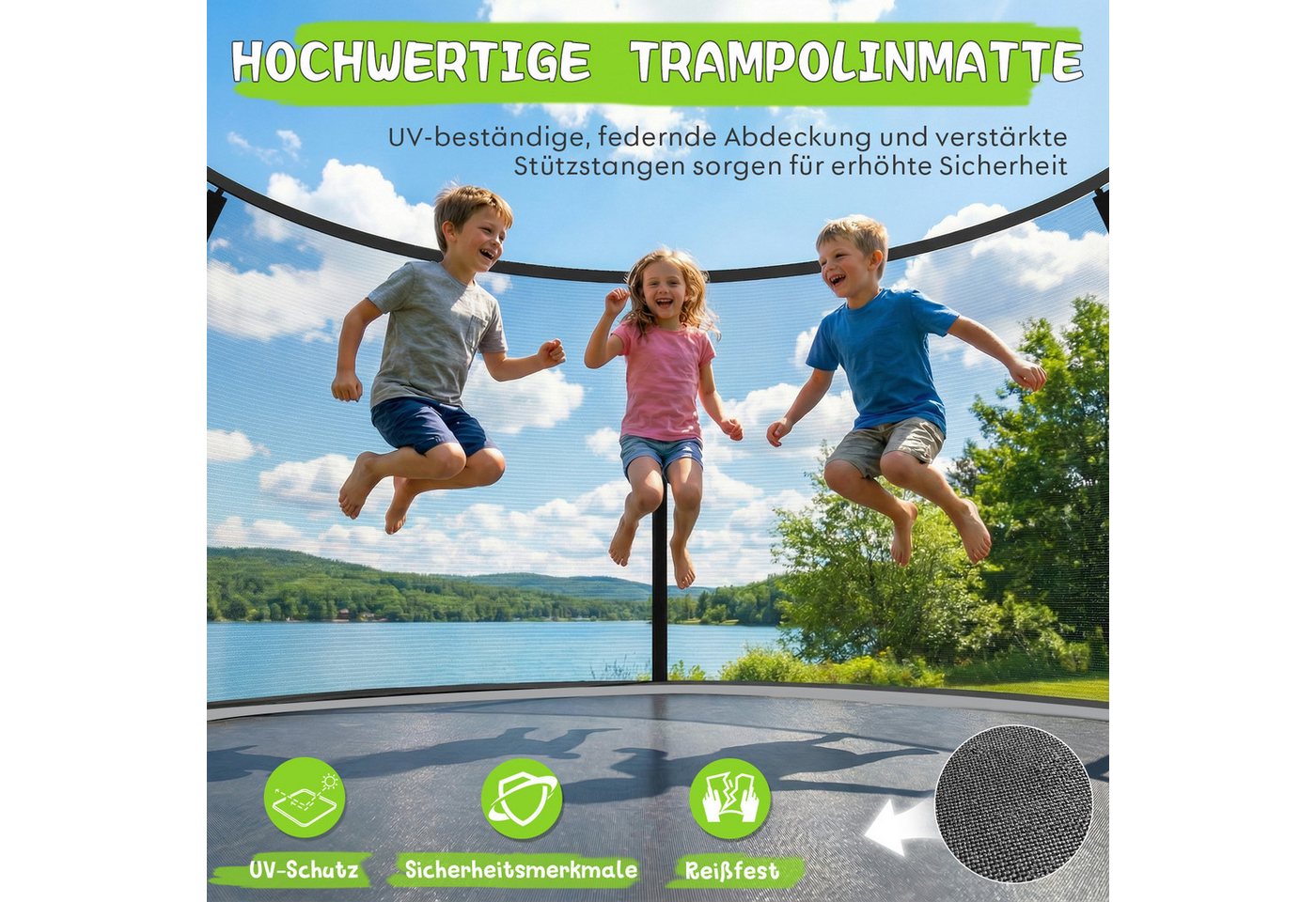 HOMALL Gartentrampolin Kindertrampolin Outdoor-Trampolin Durchmesser: 183/220/290/360 cm, Ø 290 cm, (Durchmesser 183 cm (mit Sicherheitsnetz und Schutzhaube, Tragkraft 50 kg/150 kg, 360°-Sicherheitsnetz, erhältlich in Schwarz/Blau/mehrfarbig) -ostern geschenke)