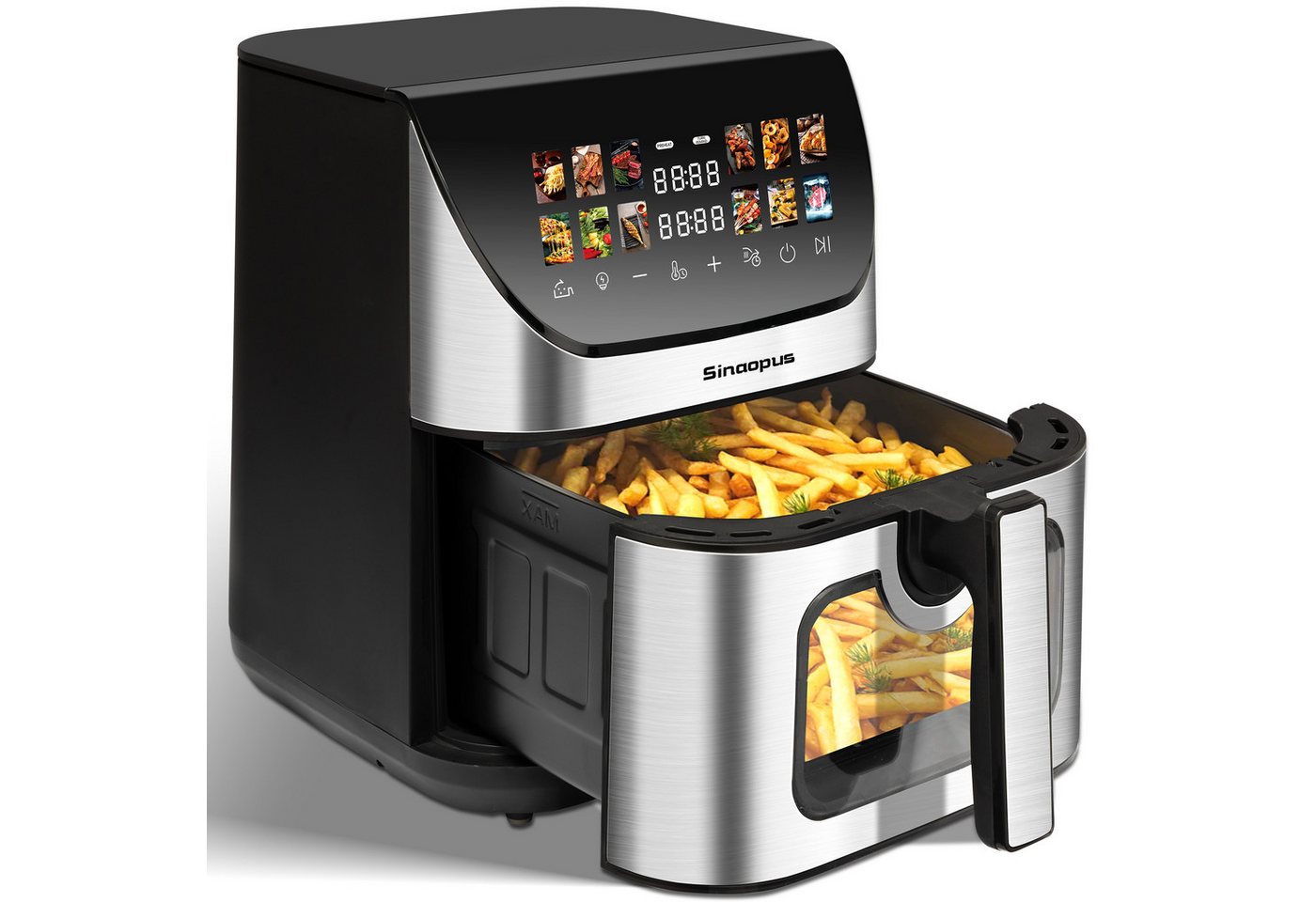 WHEELYOU Heißluftfritteuse 9L XXL, 1800W Airfryer mit LED-Farbdisplay, Sichtfenster & 12 Programmen, 1800 W, Großer Airfryer für fettarmes Kochen mit Touchscreen, Timer Bild 3