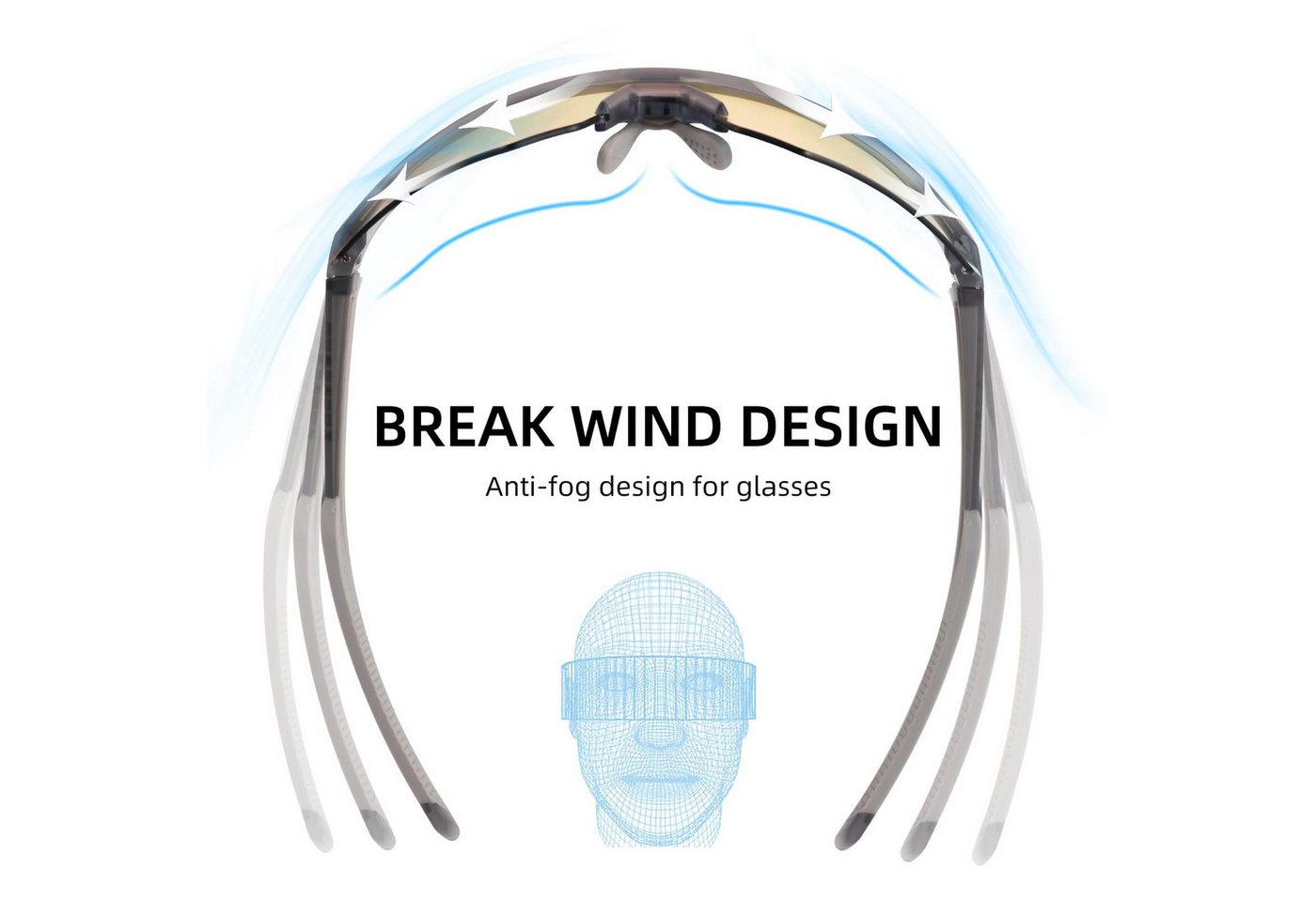 ROCKBROS Fahrradbrille Fahrradbrille Photochromatisch, (Dutdoor-Laufen Sport Rennrad Winddichte Brille, für Kurzsichtige Unisex), Photochrome Linsentechnologie Bild 2