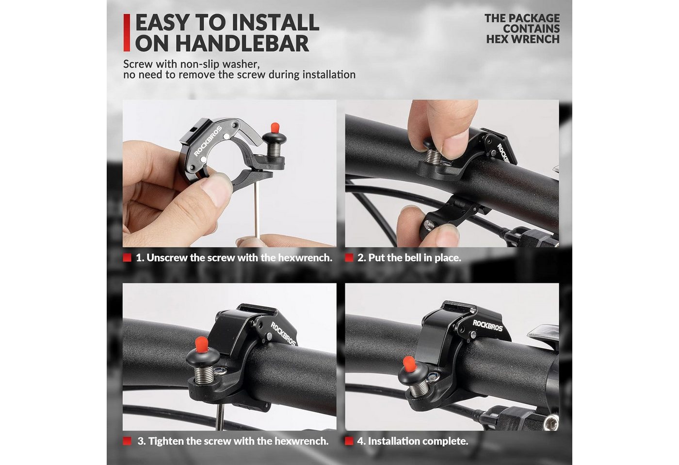 ROCKBROS Fahrradklingel Mini Fahrrad Klingel Lenkerklingel, (Fahrradglocke 100dB Laut, Innovativ Aluminiumlegierung Glocke) für Fahrrad Mountainbike Rennrad mit 22,2mm Lenker Bild 2
