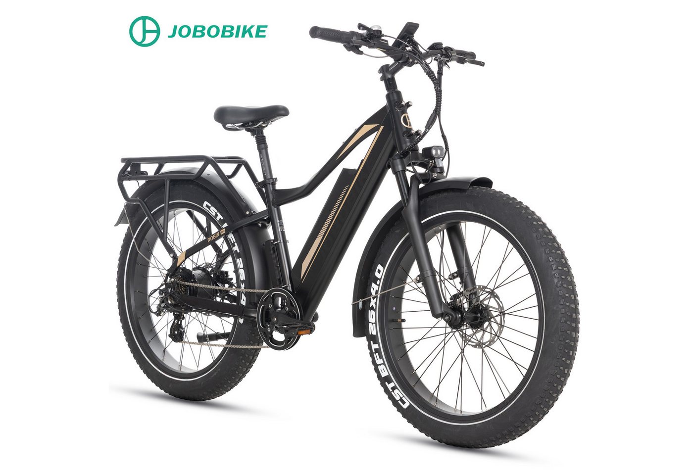 JOBOBIKE E-Bike Mountainbike 26 Zoll, 180km, 80 Nm, Gefederte Sattelstütze, Bremslicht & Blinker, 7 Gang Shimano, Kettenschaltung, Heckmotor, 960 Wh, 4,0 Zoll Fatbike, Robin Pro, Elektrofahrrad für Damen und Herren Bild 2