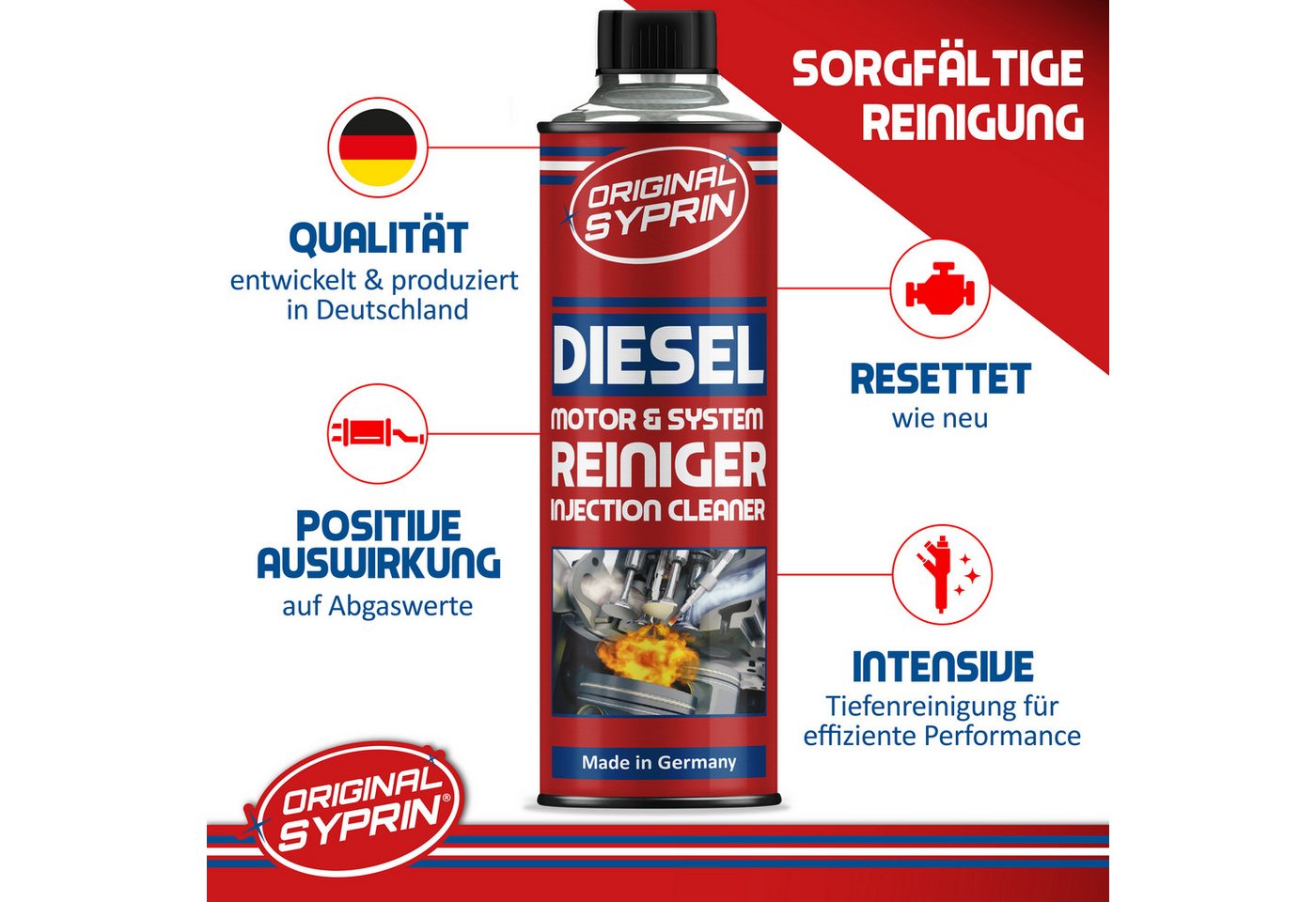 Original Syprin Diesel-Additiv Diesel Motor Systemreiniger l Injektor Reiniger 500ml, 1.5 l, (Diesel Motor Systemreiniger, 3-St) Reinigt das Dieselkraftstoffsystem Bild 3