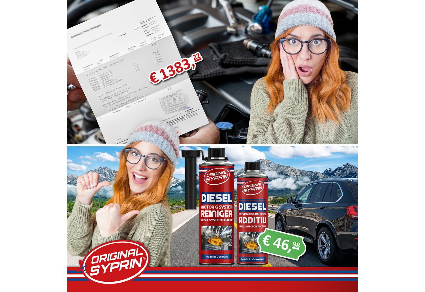 Original Syprin Diesel-Additiv Diesel Additiv und Reiniger - Diesel Rescue Box, 0.750 l, (Pflegeset für alle Dieselmotoren, Umfassende Reinigung und Pflege, 1-St., Diesel Rescue Box) 2-in-1 Diesel Pflege-Set, reinigt Einspritzsystem und Motor Bild 5