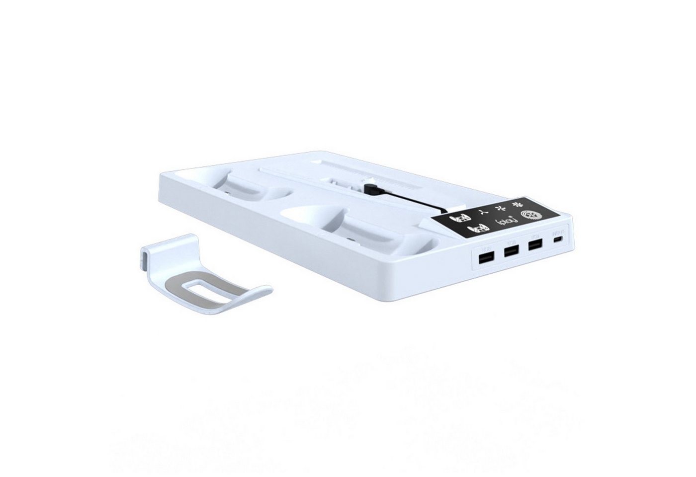 KINSI Kühlender Ladestandard für PS5 Pro & Slim,Multifunktions-Ständer Controller-Ladestation (Für PS5 Slim/PS5 PRO, mit Doppel-Controller-Ladestation, Headset-Halter) Bild 2
