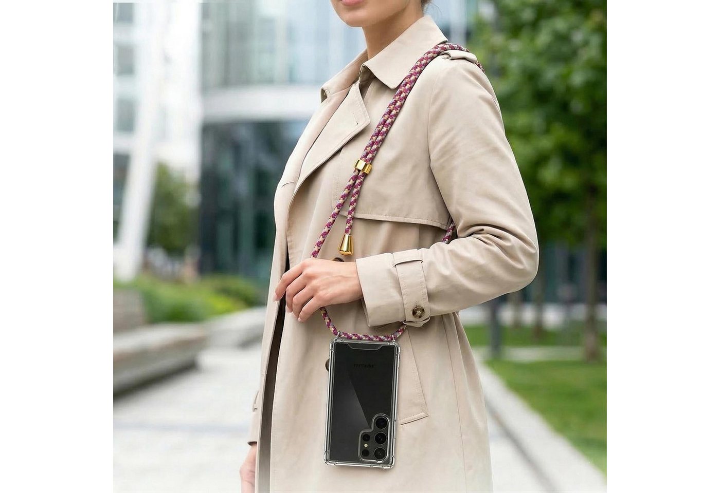 CoolGadget Handykette Handyhülle mit Handyband für Samsung Galaxy S24 FE 6,7 Zoll, Case zum Umhängen Kette Halsband Kordel mit Hülle für Samsung S24 FE