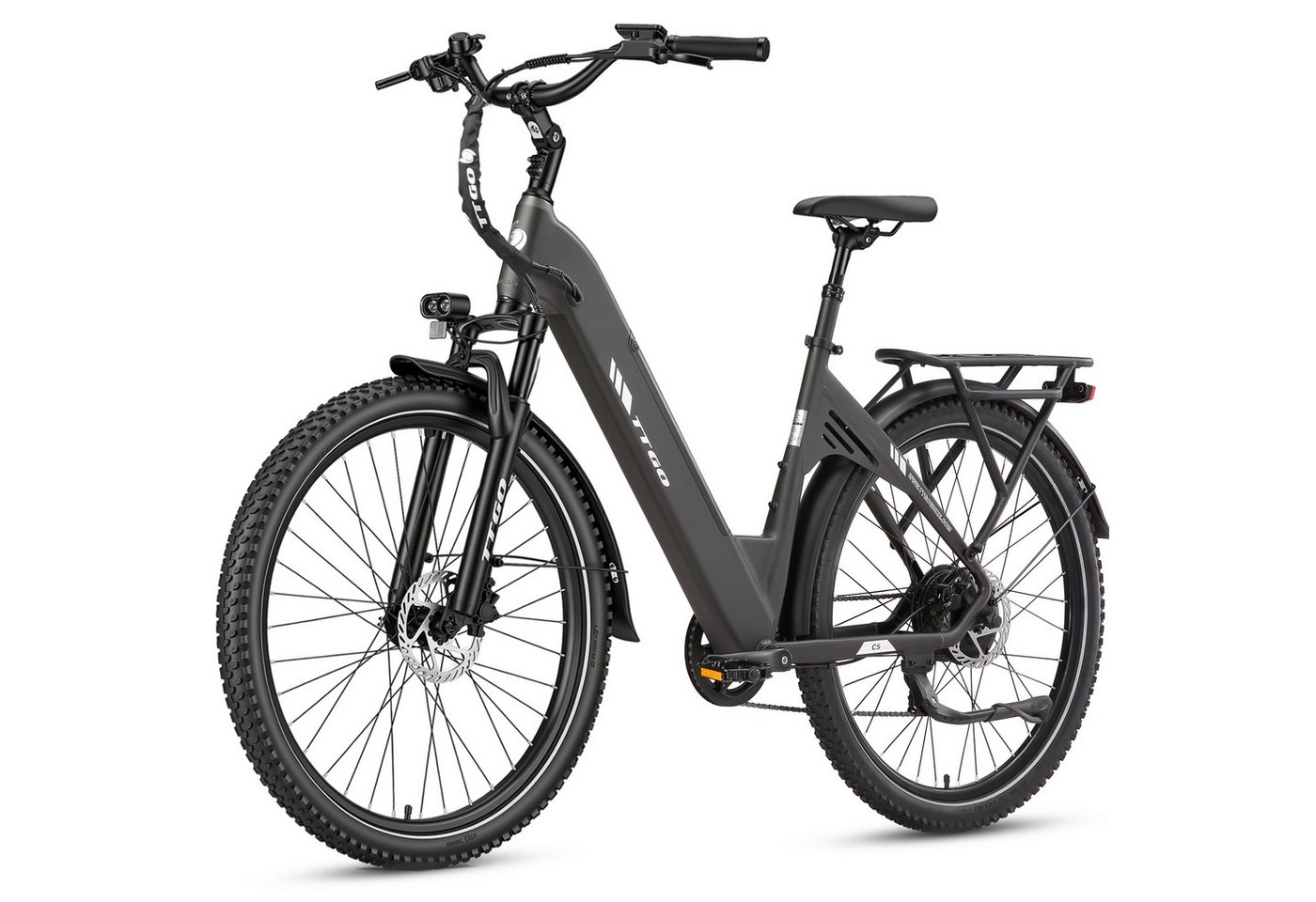TTGO E-Bike Cityrad 28 Zoll, 110km, mit Federsattelstütze, Elektrofahrrad für Damen Herren, 7 Gang Shimano, Kettenschaltung, Heckmotor, 648 Wh, Komfort E-Bike mit Tiefeinstieg & Hydraulikbremsen Bild 3
