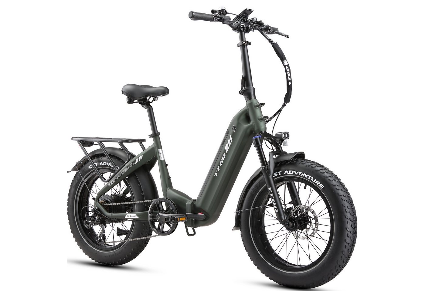 TTGO E-Bike Klapprad 20 Zoll, 70Nm, 140km, Drehmomentsensor, Lockout-Federgabel, Faltrad, 7 Gang SHIMANO, Kettenschaltung, Heckmotor, 864 Wh, 4,0'' Fatbike-Reifen, max. 150kg, Elektrofahrrad, hydr. Bremsen Bild 5