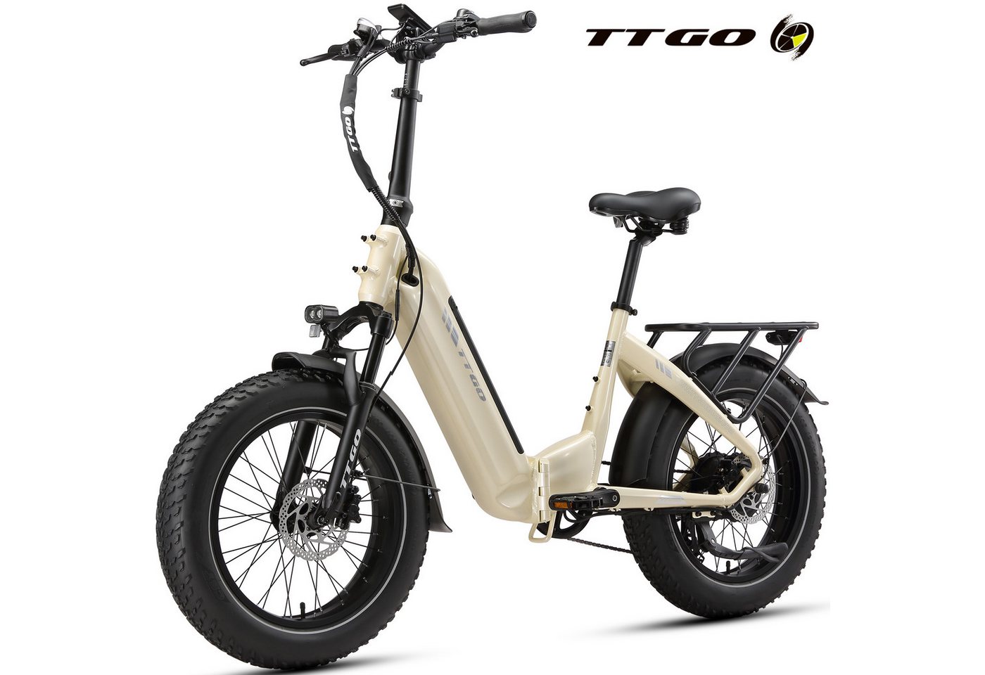 TTGO E-Bike Klapprad 20 Zoll, 4,0'' Fatbike-Reifen, 70Nm, Lockout-Federgabel, Faltrad, 7 Gang SHIMANO, Kettenschaltung, Heckmotor, 864 Wh, 140km, Drehmomentsensor, max. 150kg, Elektrofahrrad, hydr. Bremsen Bild 5