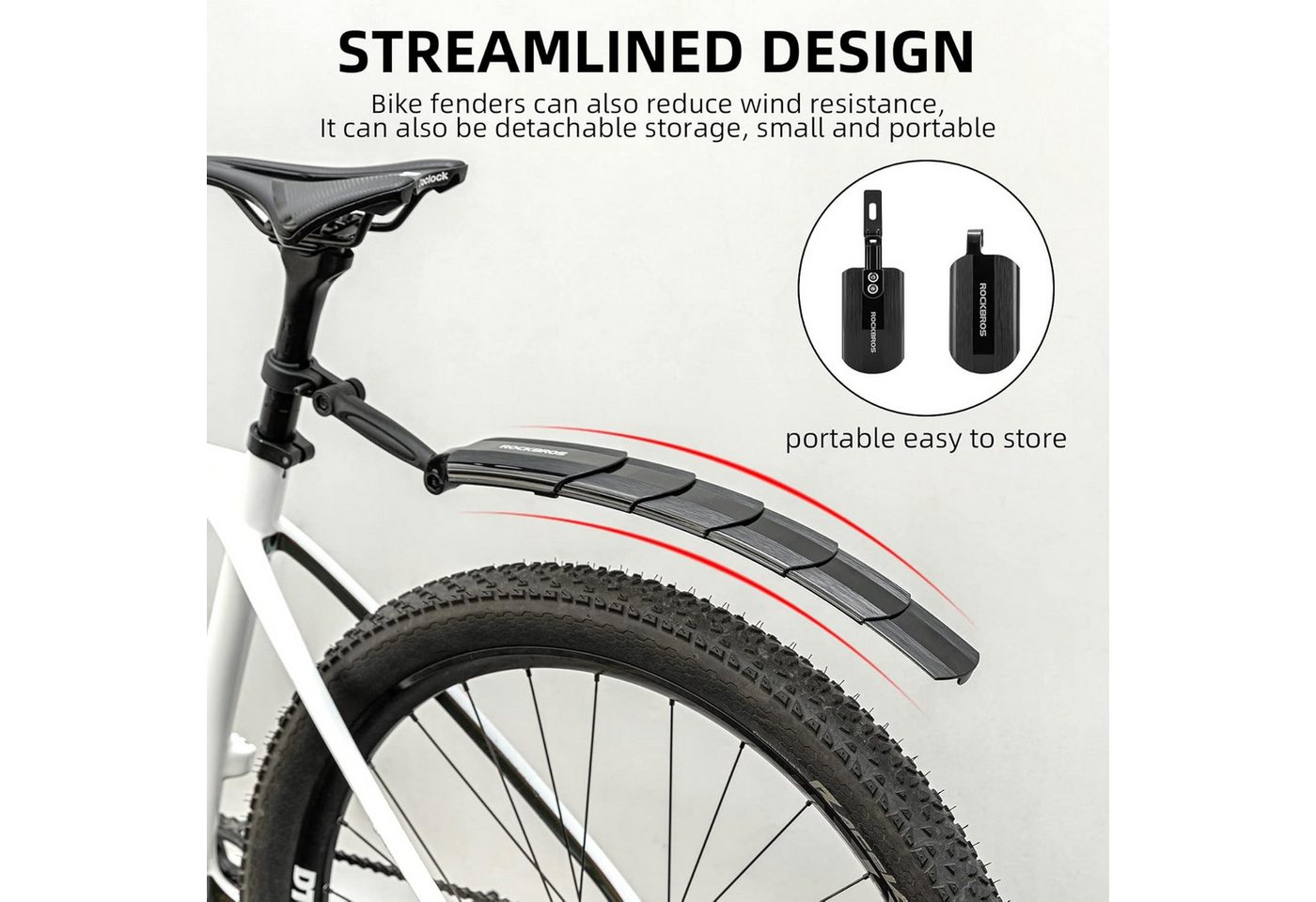 ROCKBROS Schutzblech Verstellbares Fahrrad-Schutzblech Set Vorne & Hinten, universal Bild 2