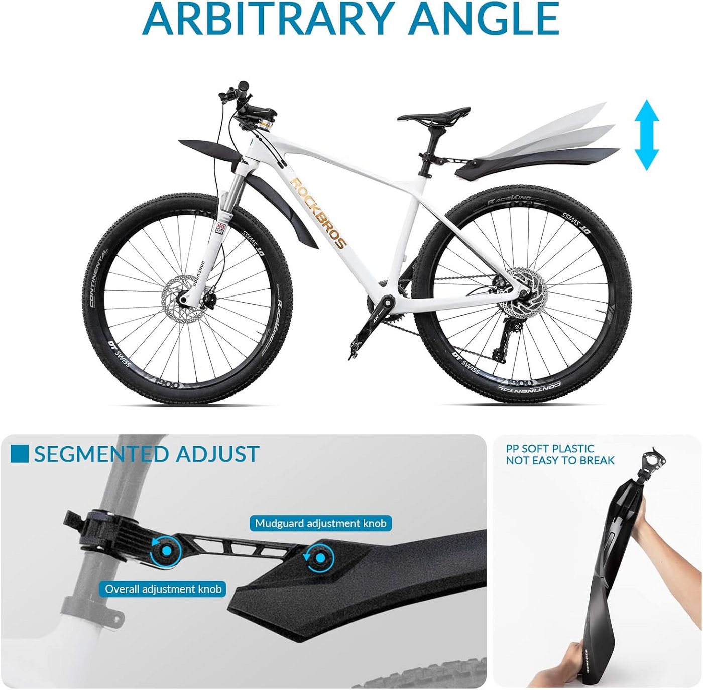 ROCKBROS Schutzblech Fahrrad-Schutzblech Set 24-29 Zoll Mountainbikes mit Montagewerkzeug Bild 3