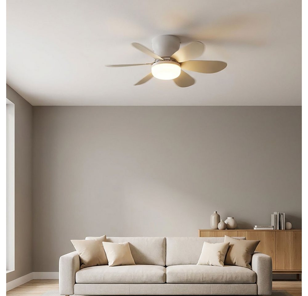 GLOBO LIGHTING Deckenventilator, LED Deckenventilator Deckenlampe Dimmer sandfarben CCT Fernbedienung