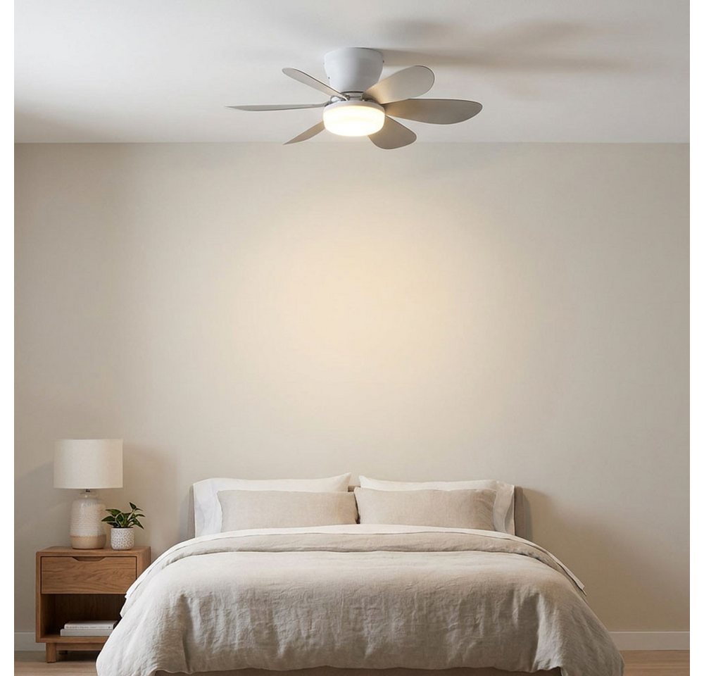 GLOBO LIGHTING Deckenventilator, LED Deckenventilator Deckenlampe Dimmer sandfarben CCT Fernbedienung Bild 2
