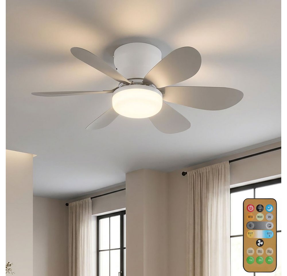 GLOBO LIGHTING Deckenventilator, LED Deckenventilator Deckenlampe Dimmer sandfarben CCT Fernbedienung Bild 3