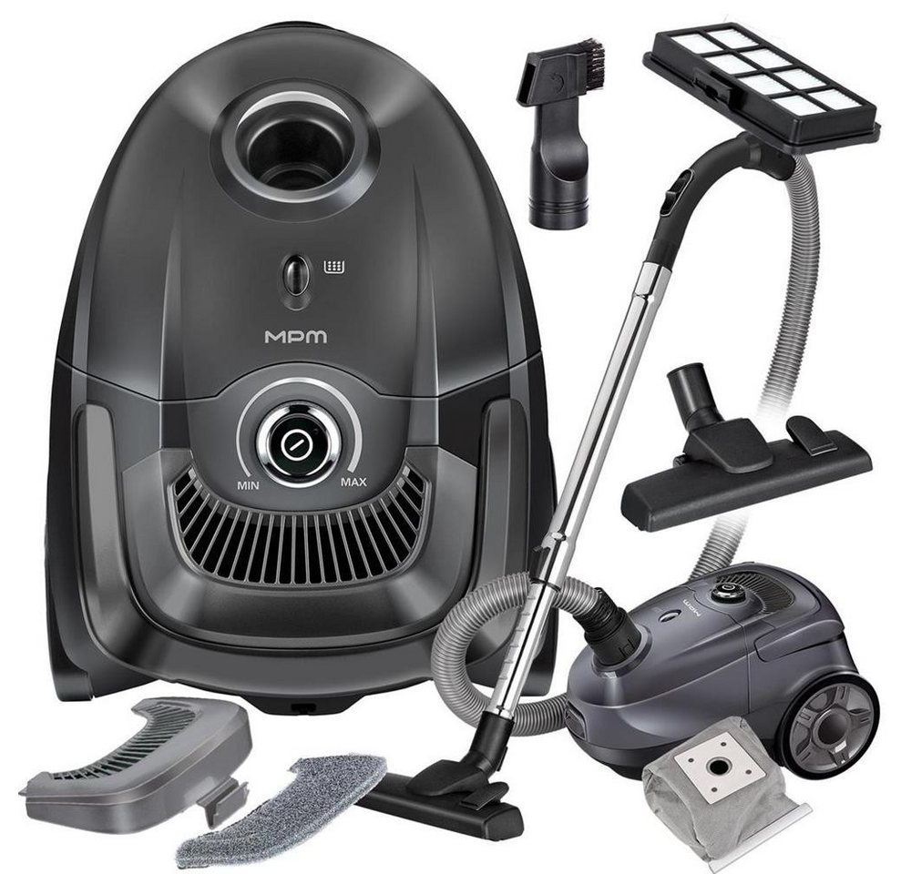 MPM Bodenstaubsauger MPM MOD-52 Beutelstaubsauger 850 W mit HEPA-Filter, 5-stufiges Filtersystem, 2-l-Mehrwegbeutel, Saugkraftregelung Bild 3