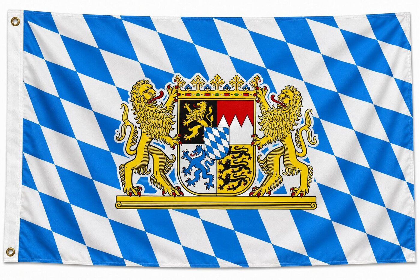 trends4cents Flagge XXL Flagge 250 x 150 cm Hissfahne Bundesland Sturmflagge 3 Messingösen (Bayern Löwe Freistaat), für Fahnenmaste