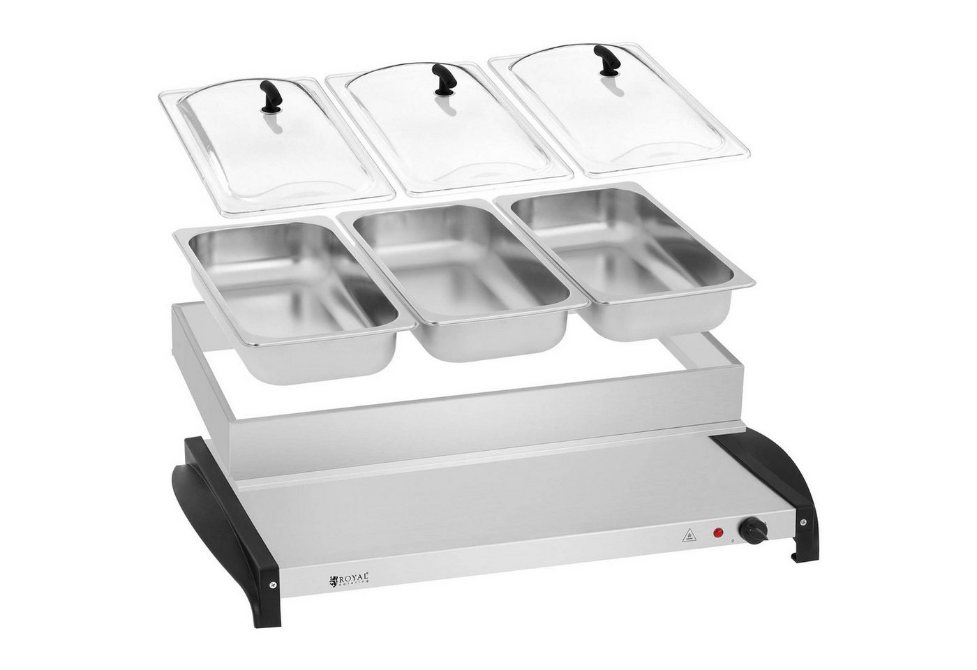 Royal Catering Warmhalteplatte Buffetwärmer 3 x 2L GN3 Behälter Heizplatte Wärmeplatte Speisenwärmer Bild 3