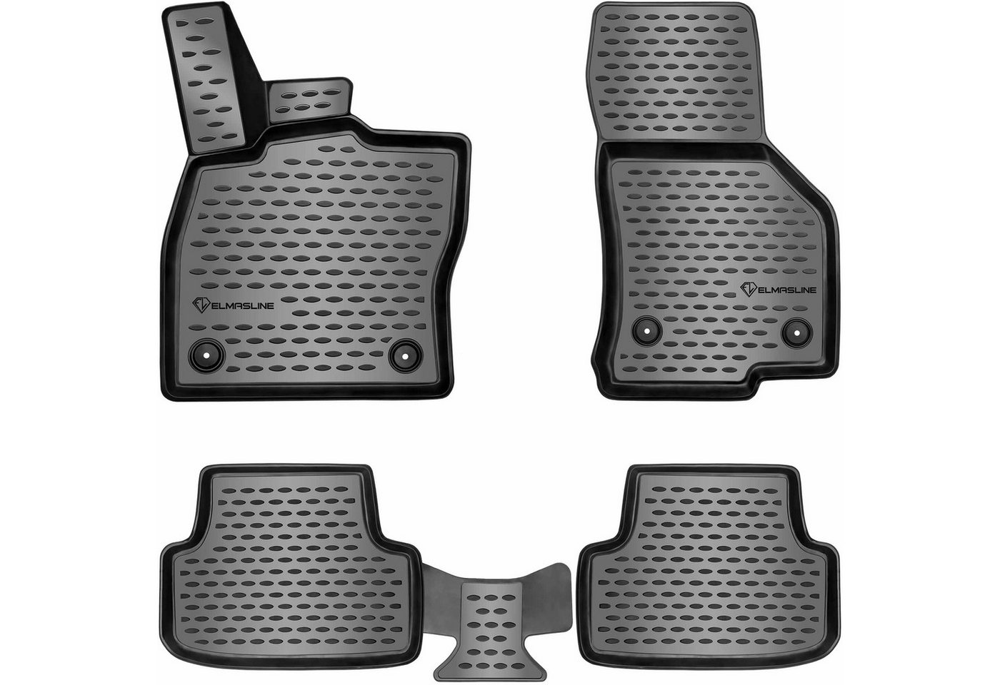 ELMASLINE Auto-Fußmatten Gummi (4 St), für SEAT LEON 3 (2012-2020) III. Generation - 3D Gummimatten mit extra hohem Rand für mehr Schutz - Passend für Baujahre:, Passend für Baujahre: , 2012 - 2020