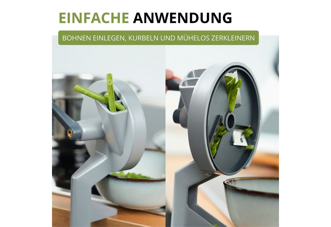 WESTMARK Gemüseschneider Bohnen-Schneider mit 2 Schneidöffnungen, inkl. Schraubzwinge zur Tischmontage, Made in Germany Bild 2