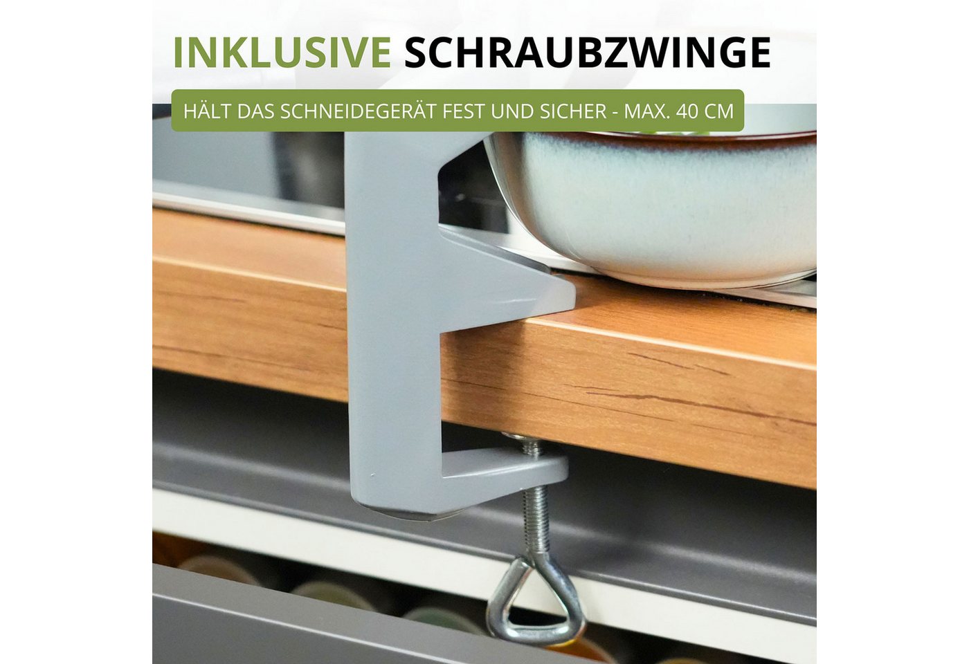 WESTMARK Gemüseschneider Bohnen-Schneider mit 2 Schneidöffnungen, inkl. Schraubzwinge zur Tischmontage, Made in Germany Bild 4