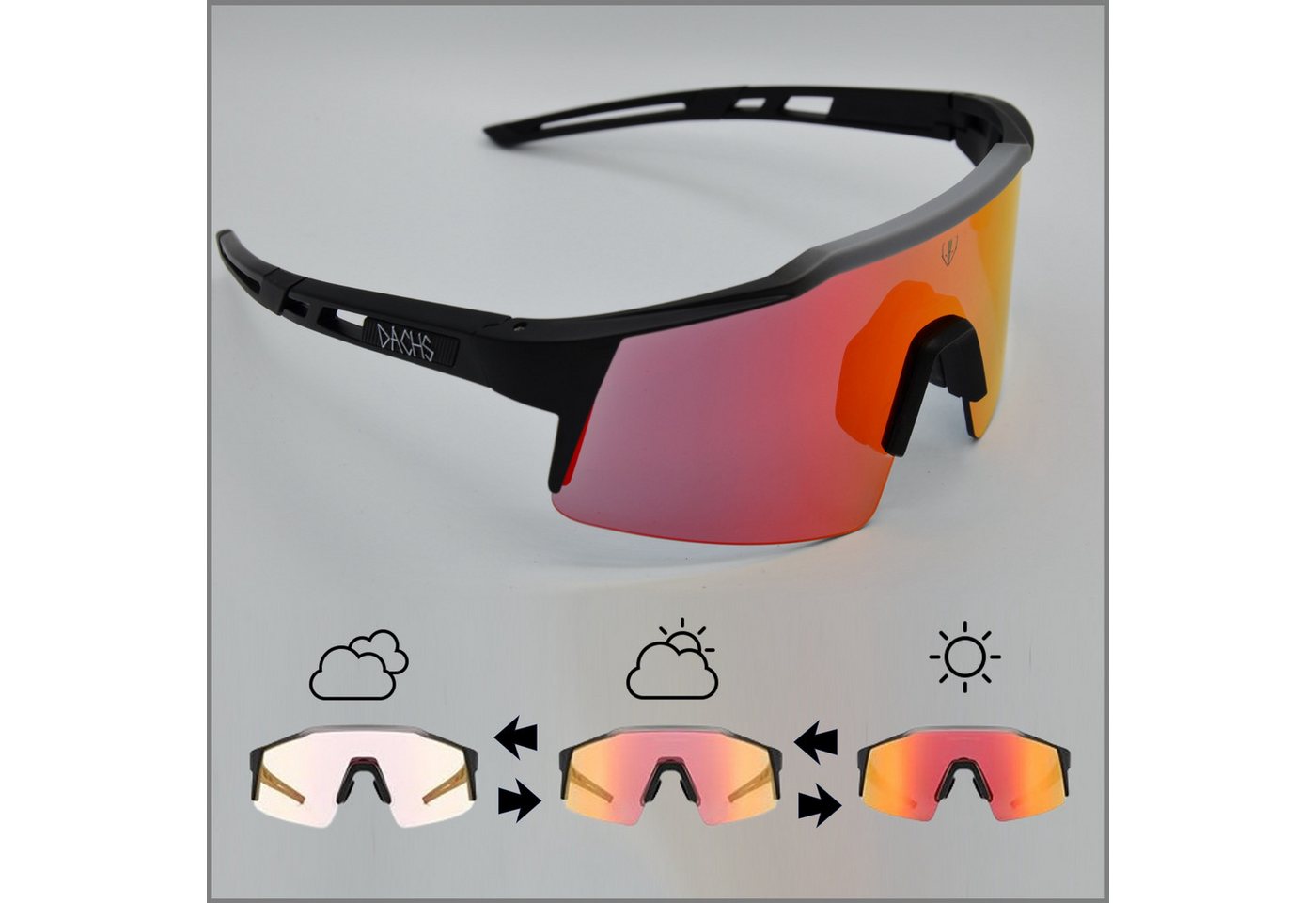 Dachs Sport Fahrradbrille DACHS Photochromatische Sonnenbrille - Selbsttönende Unisex Radbrille, UV Schutz 400 Bild 4