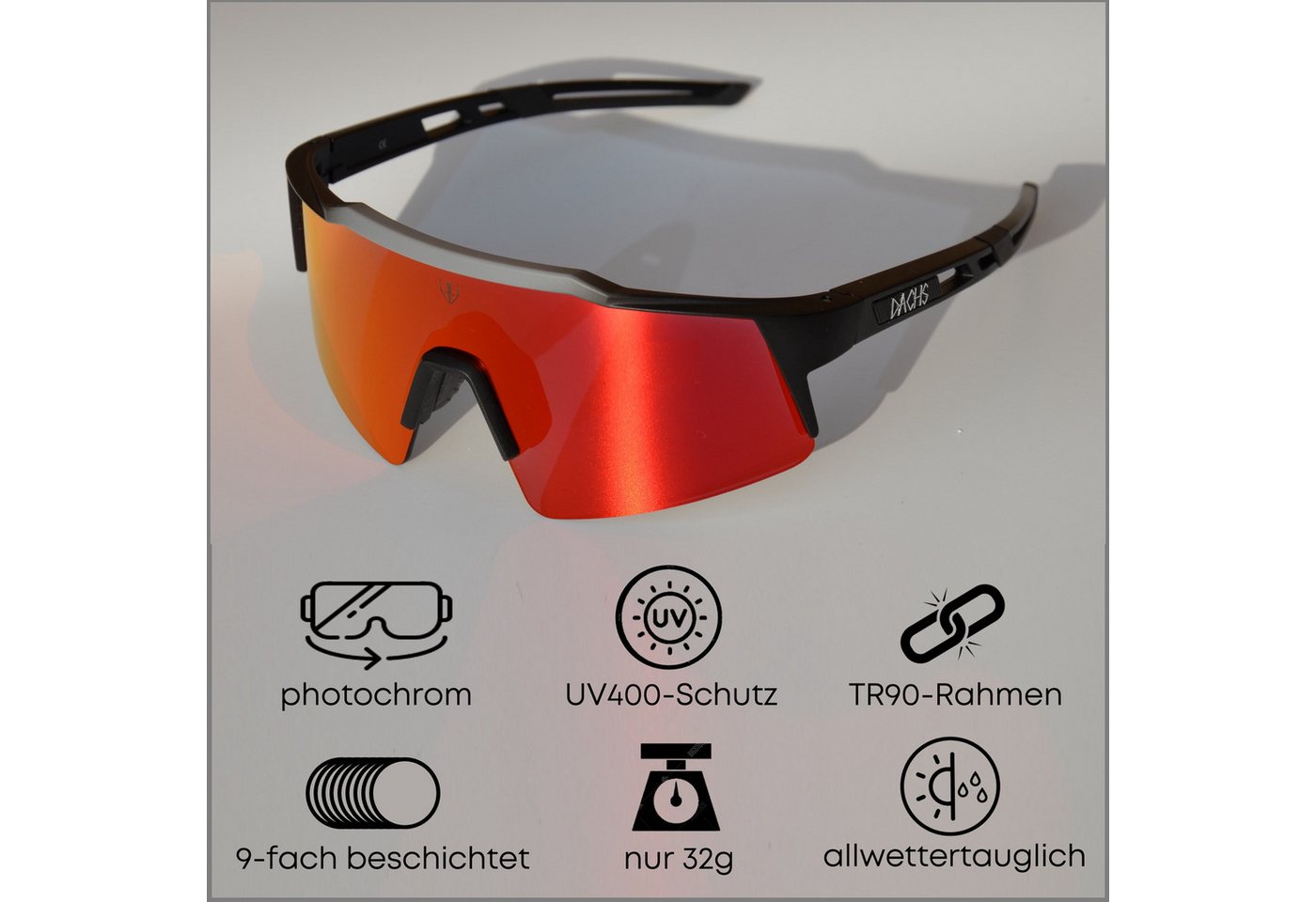 Dachs Sport Fahrradbrille DACHS Photochromatische Sonnenbrille - Selbsttönende Unisex Radbrille, UV Schutz 400 Bild 5