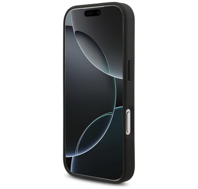 Lacoste Handyhülle iPhone 17 Pro Kunstleder schwarz Logo Krokodil goldfarbig. 6,3 Zoll, Kantenschutz