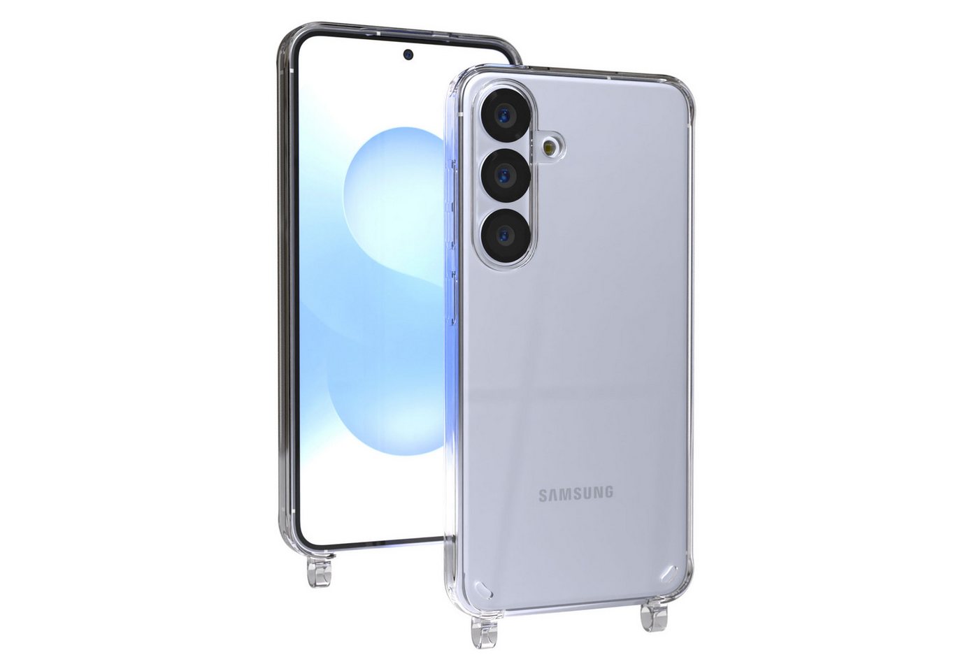 EAZY CASE Handykette Handyhülle für Handyketten mit Befestigungsösen für Samsung Modelle 6,2 Zoll, Hülle für Handykette, Transparent mit Ösen für Samsung Galaxy S25 Bild 2