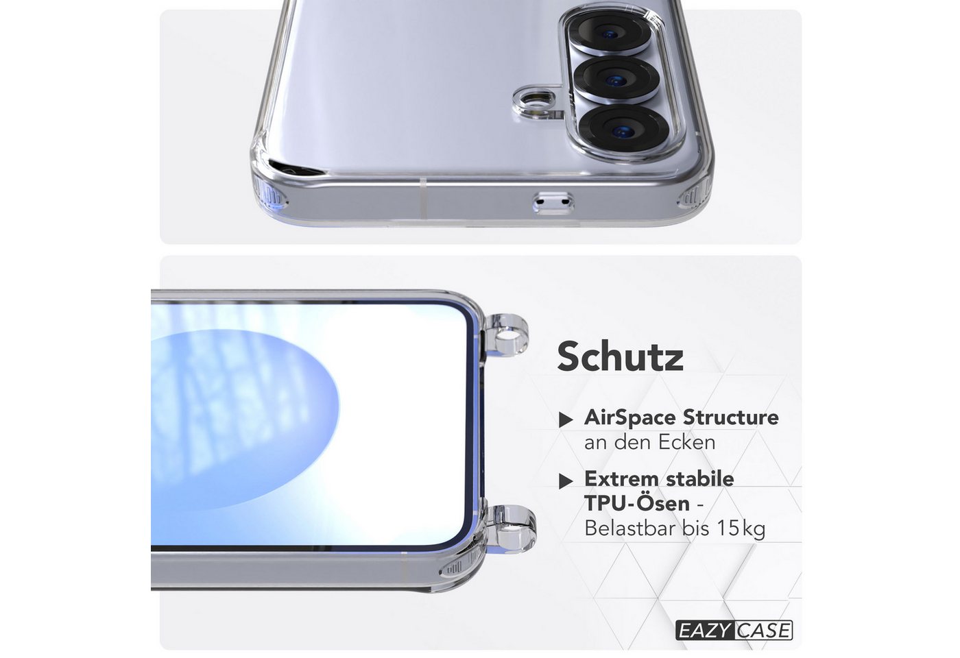 EAZY CASE Handykette Handyhülle für Handyketten mit Befestigungsösen für Samsung Modelle 6,2 Zoll, Hülle für Handykette, Transparent mit Ösen für Samsung Galaxy S25 Bild 4