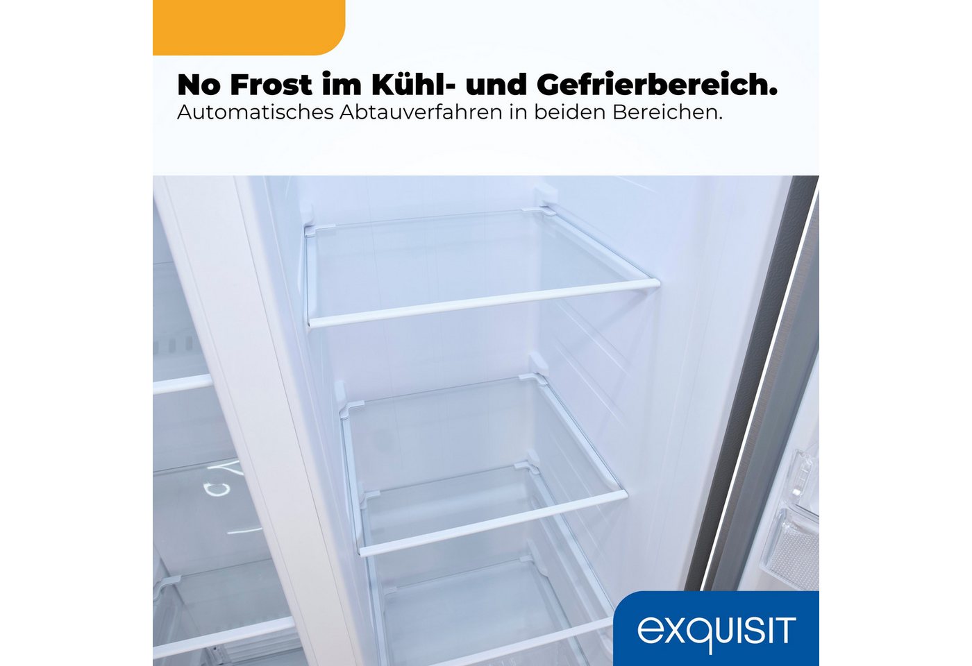 exquisit Side-by-Side SBS39-440E, 170 cm hoch, 78 cm breit, LED-Beleuchtung, Schnellgefrierfunktion, No-Frost Bild 3