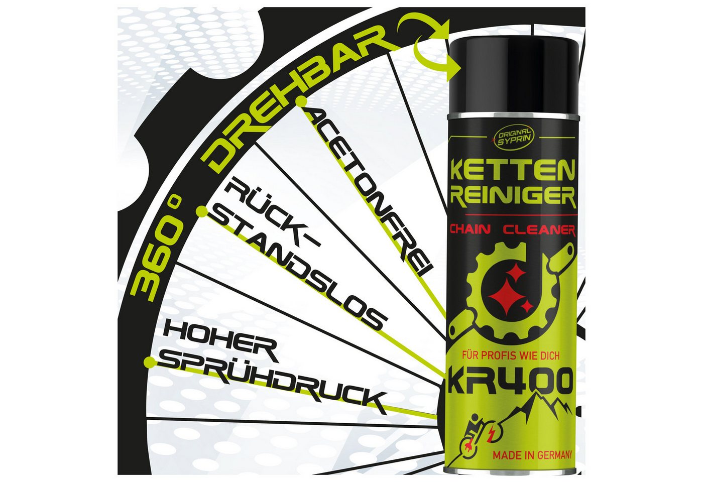 Original Syprin Fahrradketten Reiniger - Extreme Reinigung und Leistung 500 ml (Set, 1-St)