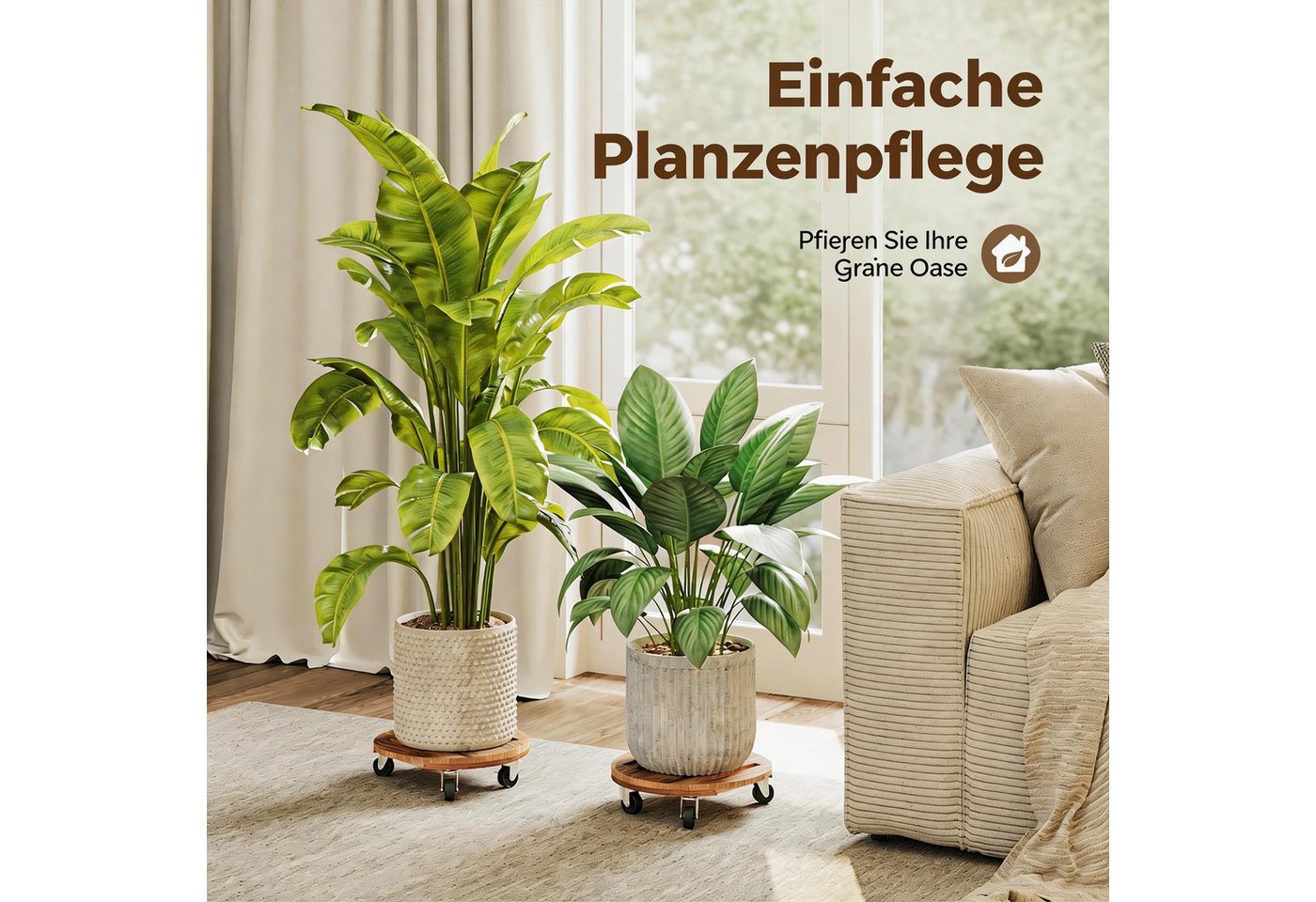 Bamworld Pflanzenroller mit Rollen, robust für schwere Pflanzen, 30,5 cm, Indoor & Outdoor, (2-St), mit Tablett, 360° drehbar mit Bremse, Tragfähigkeit 109 kg Bild 3