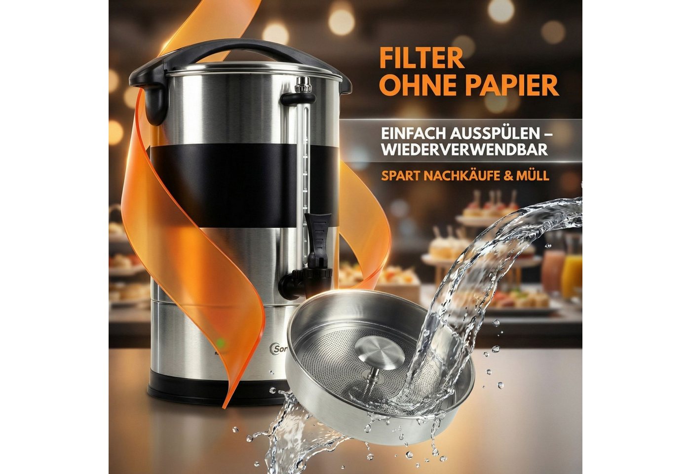 Sommertal Kaffee- /Teestation, Filterkaffeemaschine groß mit Warmhaltefunktion & Beschriftungsfeld Bild 2
