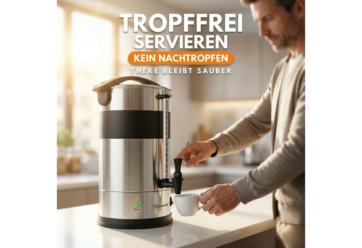 Sommertal Kaffee- /Teestation, Filterkaffeemaschine groß mit Warmhaltefunktion & Beschriftungsfeld Bild 5