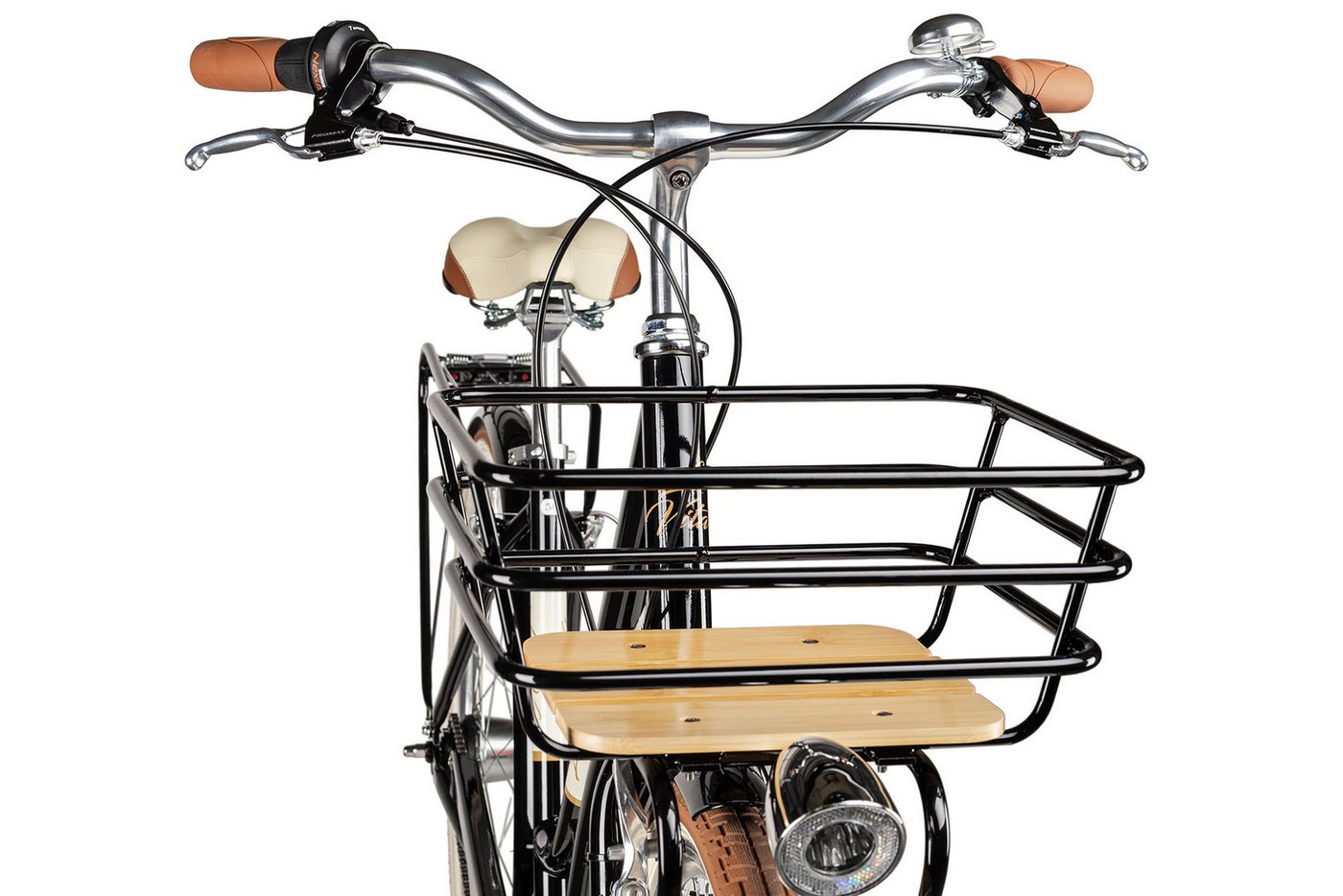 Maxim Cityrad Maxim La Vita Nexus, 7 Gang Shimano Nexus 7 Rücktritt Schaltwerk, Nabenschaltung Rücktritt, Gepäckkorb über Vorderrad schwarz/grau Bild 3