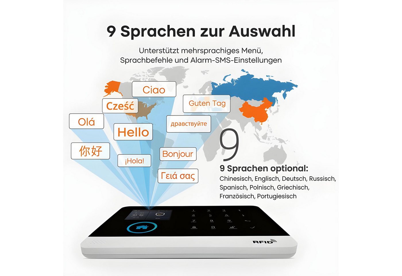 HS.SUPPLY WLAN Alarmanlage Set mit App, Bewegungsmelder & Türsensor Alarmanlage (Smart Alarmanlage mit App, 100 dB Sirene und 24h Akku-Backup) Bild 3