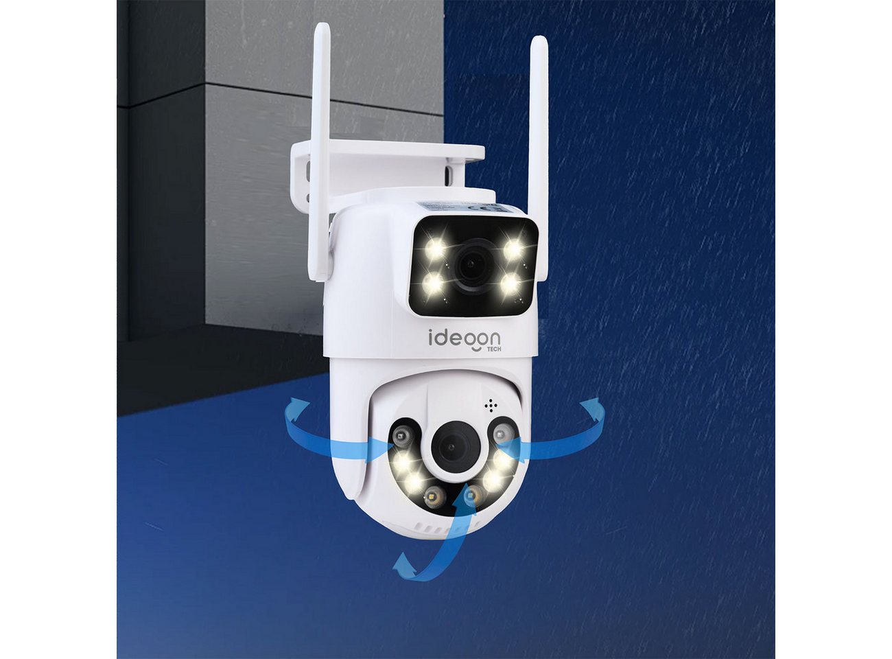 shop'n smile ideoon IP-Überwachungskamera Leistungsstarke Dual Lens Outdoor Überwachungskamera 355° Nachtsicht (Außenbereich, 1-tlg., IP66, Full HD, 355°/90° Schwenk, 3.6mm Objektiv, 80°, 15,96 dBm)