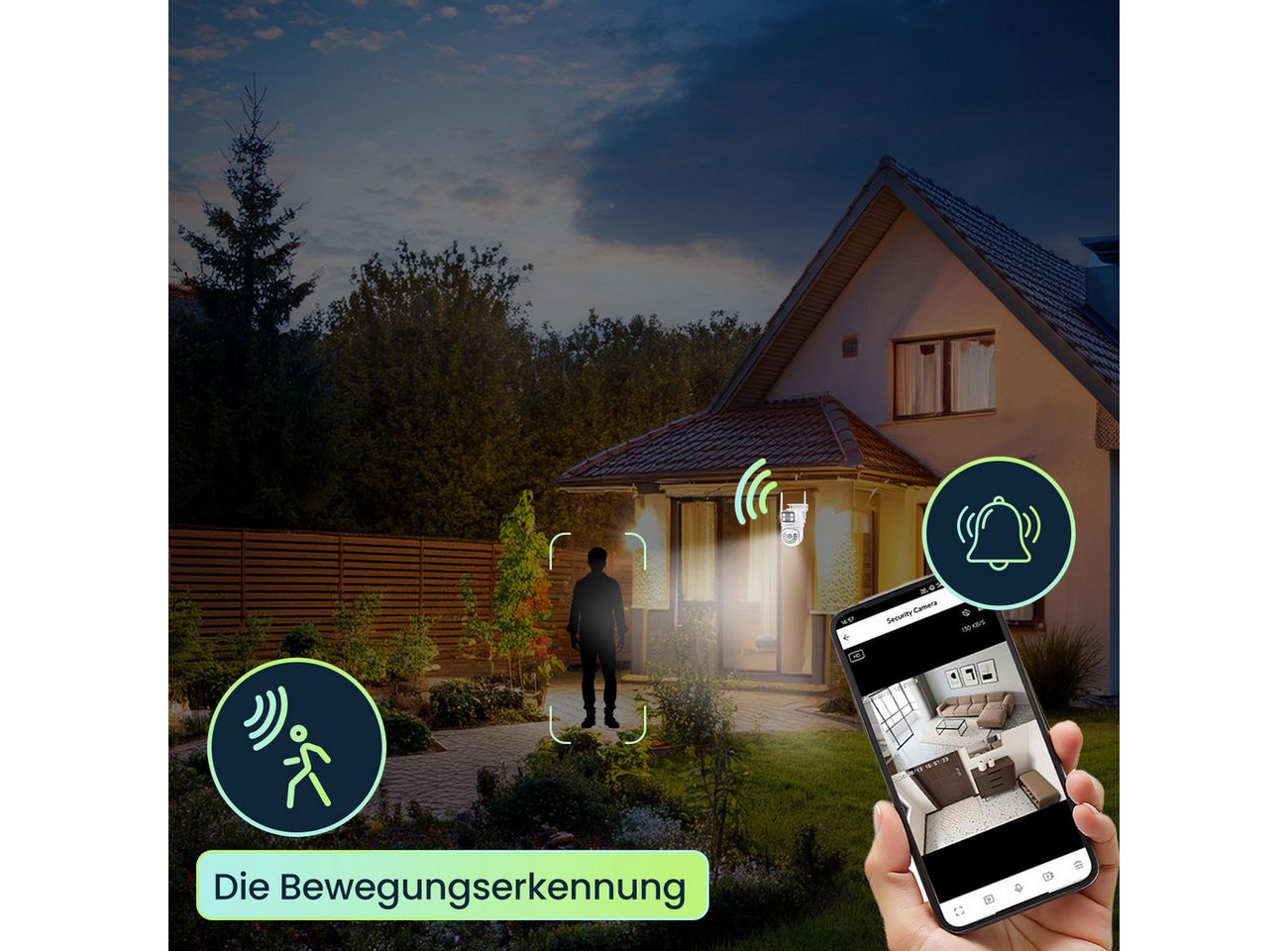 shop'n smile ideoon IP-Überwachungskamera Leistungsstarke Dual Lens Outdoor Überwachungskamera 355° Nachtsicht (Außenbereich, 1-tlg., IP66, Full HD, 355°/90° Schwenk, 3.6mm Objektiv, 80°, 15,96 dBm) Bild 2