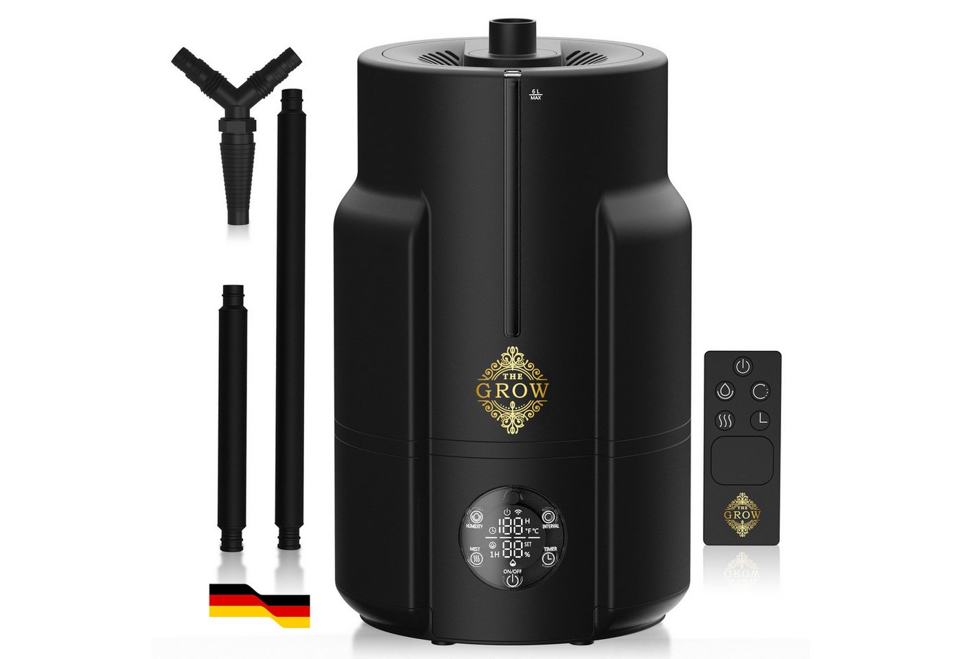 THE GROW Luftbefeuchter Nebel PRO 6L Ultraschall mit Sensor und Schlauch, 6 l Wassertank, Hygrostat, externer Sensor, Schlauch, Timer, Top-Fill, Auto-Stopp Bild 3
