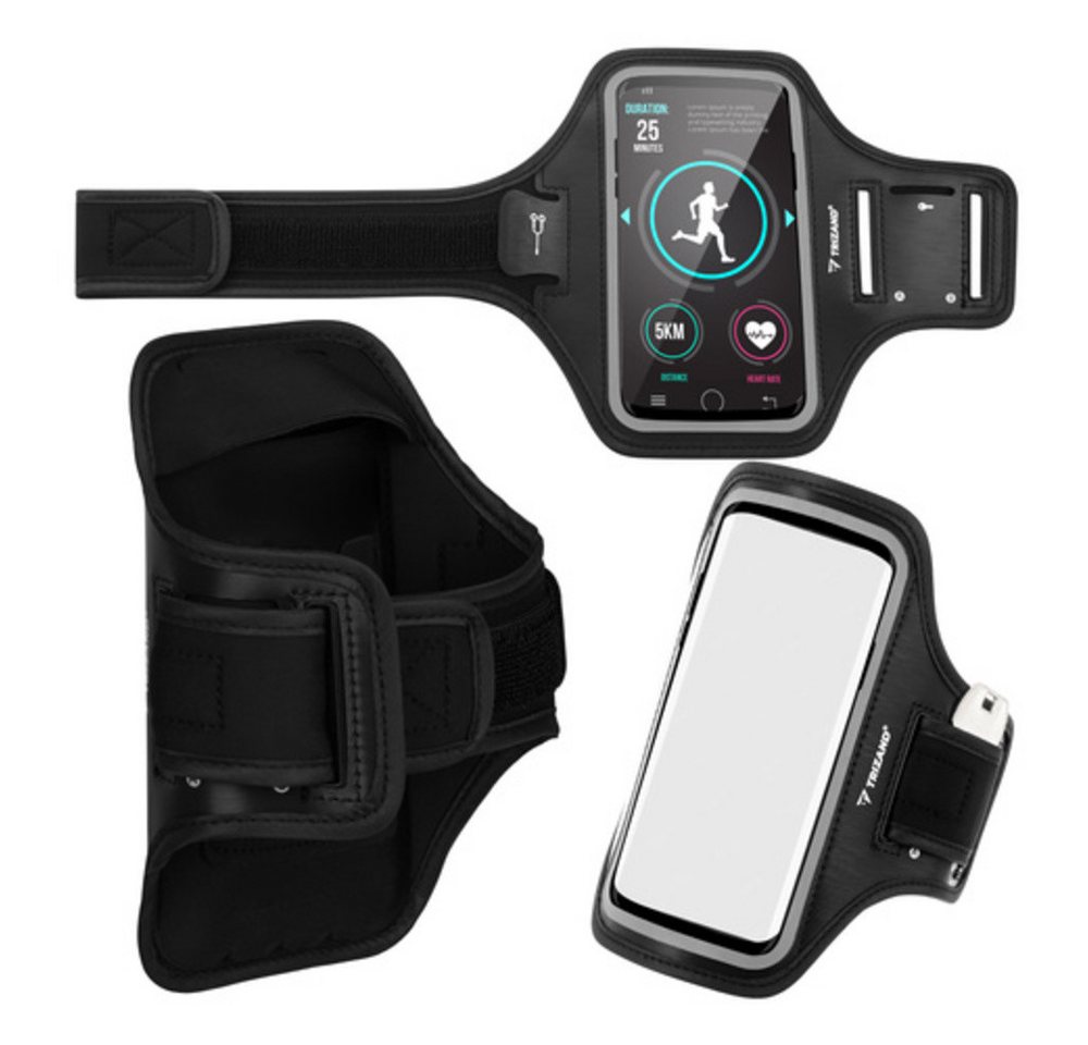 Trizand Laufgürtel Laufgürteltasche Armband Handyhülle (Spar-Set, 1-St., Reflektoren) Zwei praktische Fächer bieten sicheren Stauraum Bild 2