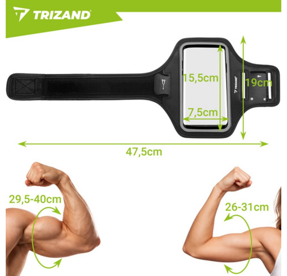 Trizand Laufgürtel Laufgürteltasche Armband Handyhülle (Spar-Set, 1-St., Reflektoren) Zwei praktische Fächer bieten sicheren Stauraum Bild 3
