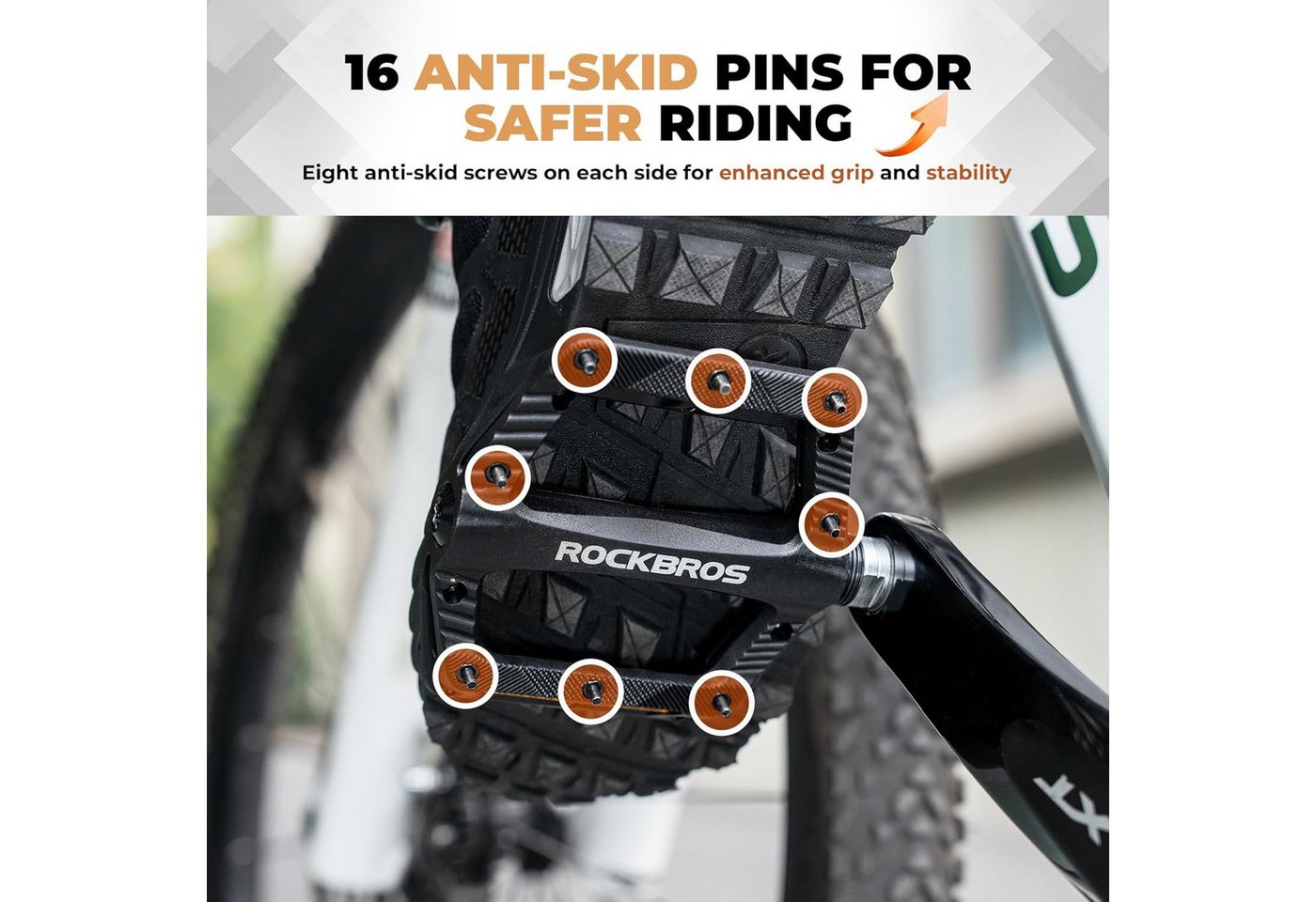 ROCKBROS Fahrradpedale Flache rutschfeste Nylon-Fahrradpedale für MTB E-Bike mit Reflektor Bild 3
