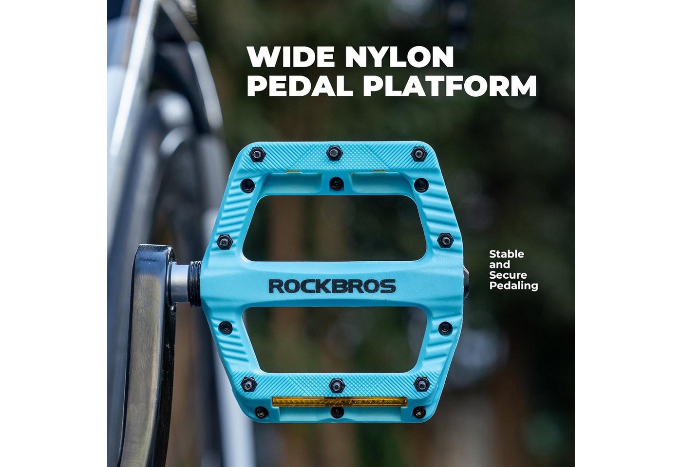 ROCKBROS Fahrradpedale Flache rutschfeste Nylon-Fahrradpedale für MTB E-Bike mit Reflektor Bild 5