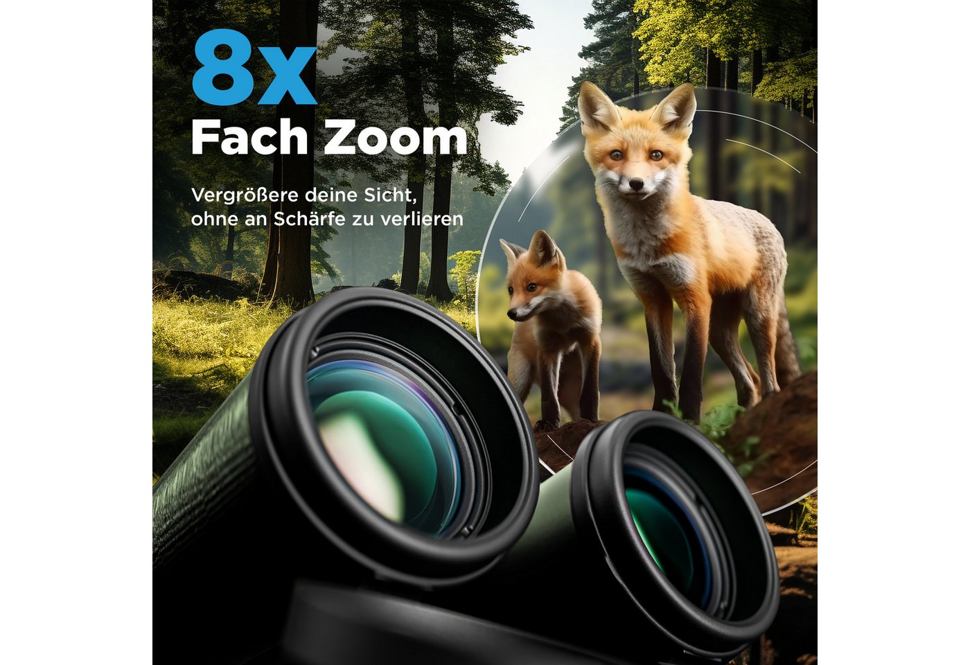 AlpinSpirit Fernglas 8x42 inkl. Tasche & Zubehör (Testsieger) – für Brillenträger Fernglas (8x42, Ideal für Sport, Reise, Freizeit - FMC & BAK4)