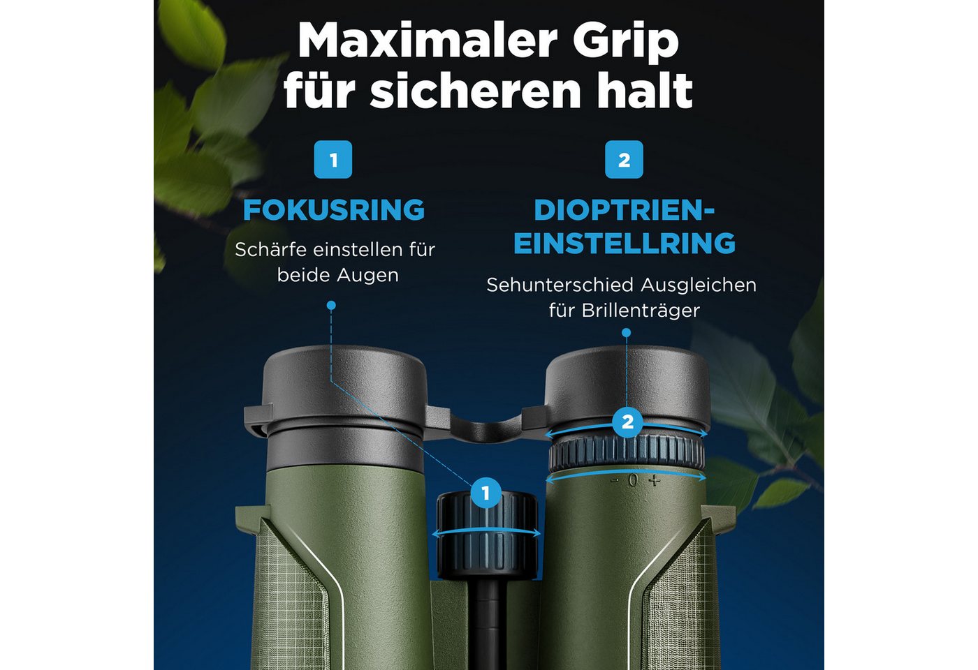 AlpinSpirit Fernglas 8x42 inkl. Tasche & Zubehör (Testsieger) – für Brillenträger Fernglas (8x42, Ideal für Sport, Reise, Freizeit - FMC & BAK4) Bild 2