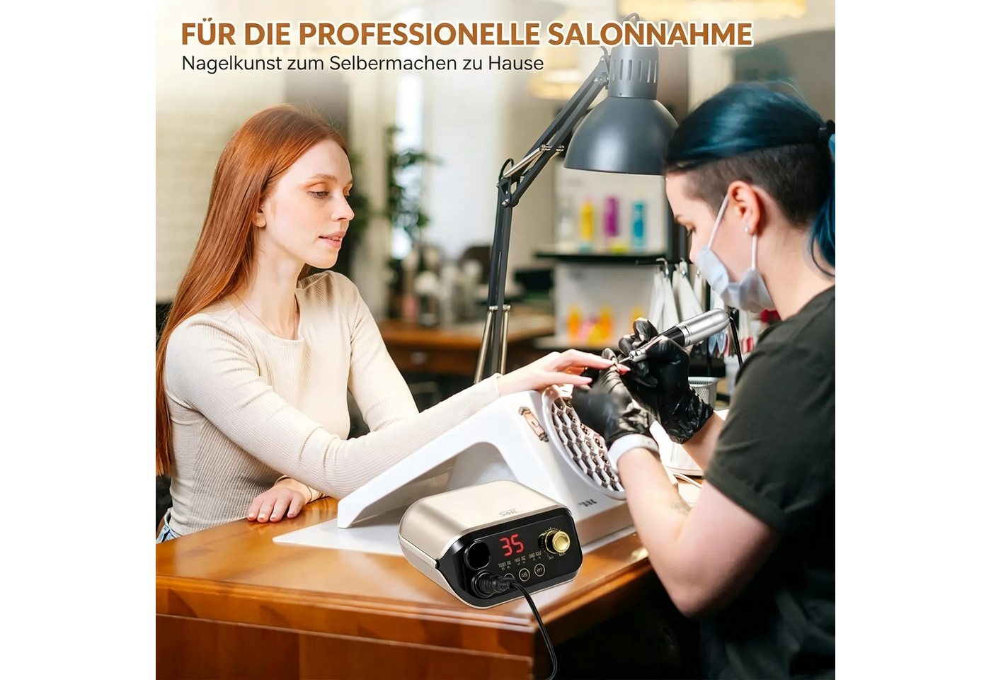 ibettertec Maniküre-Pediküre-Set Elektrische Nagelfräser 35000 RPM, Nagelfeile Profi Nagelstudio Maniküre Pediküre Fräser Set, mit Fußpedal für Gel Acryl UV Gel Kunstnägel Bild 3